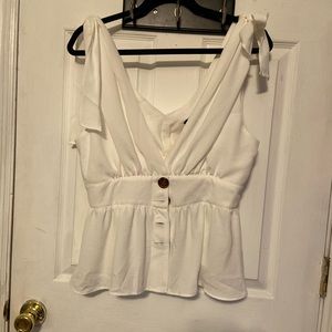 White button up babydoll tank top